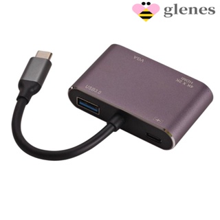 Glenes 4 IN 1 อะแดปเตอร์แปลง Type-C เป็น HDMI VGA Type-C เป็น HDMI USB C เป็น HDMI ฮับเสียบแล้วใช้งานได้เลย สําหรับคอมพิวเตอร์ โน้ตบุ๊ก เมาส์