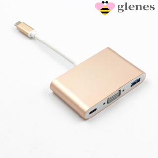 Glenes 3 in 1 อะแดปเตอร์แปลงขยาย Type-C เป็น VGA ฮับ Type C เป็น HDMI VGA สายโปรเจคเตอร์ 1920x1080 สําหรับเมาส์ โปรเจคเตอร์ มอนิเตอร์ HDTV 3 in 1