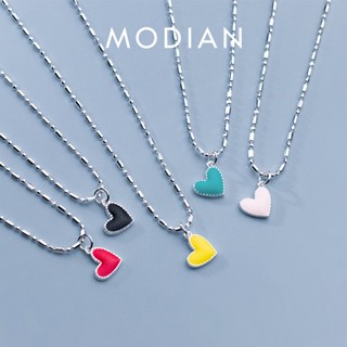 Modian สร้อยคอโซ่เงินแท้ 925 จี้รูปหัวใจ สีรุ้ง เครื่องประดับ สําหรับผู้หญิง งานแต่งงาน