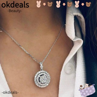 OKDEALS สร้อยคอเงิน ประดับเพทาย ลูกบาศก์ หรูหรา เครื่องประดับแฟชั่น ปาร์ตี้