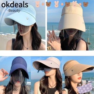 OKDEALS หมวกกันแดด ป้องกันรังสียูวี เหมาะกับเดินชายหาดกลางแจ้ง สําหรับผู้หญิง