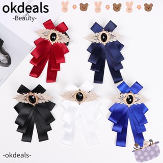 Okdeals โบว์ผูกปกเสื้อ ขนาดใหญ่ เครื่องประดับถัก โบว์ผีเสื้อ