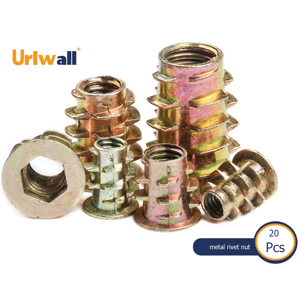 Urlwall 50 ชิ้น M4*8 M4*10 M5*10 M6*10 M6*15 M8*20 ซ่อมฮาร์ดแวร์บ้านสังกะสีด้ายสําหรับไม้ใส่ Nut Fland Hex ไดรฟ์หัวเฟอร์นิเจอร์ถั่ว