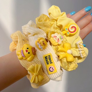 เครื่องประดับผม วงกลม สีเหลือง น่ารัก ขนาดใหญ่ แฟชั่นสําหรับผู้หญิง