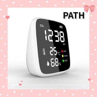 PATH เครื่องตรวจจับคาร์บอนไดออกไซด์ CO2 4-in-1 หน้าจอ LED น้ําหนักเบา สีขาว สําหรับบ้าน ออฟฟิศ โรงเรียน