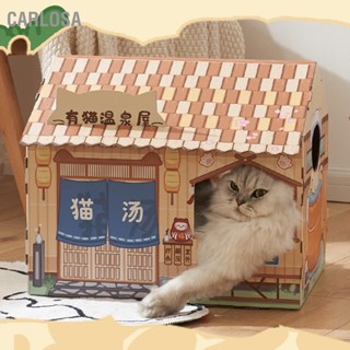 CARLOSA Cardboard Cat House Safe Healthy Wear บ้านเล่นแมวแบบพกพาทนทานพร้อม Catnip สำหรับแมว