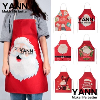 YANN1 Christmas Apron Women Red Xmas Decor Kitchen Cotton