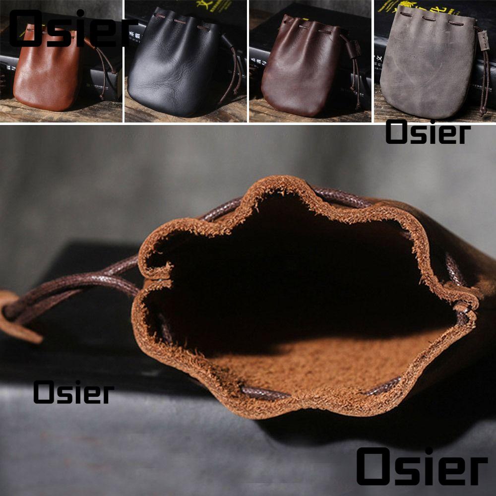 Osier1 กระเป๋าสตางค์หนัง มีเชือกหูรูด ทนทาน หลากสี สําหรับใส่เหรียญ เดินทาง ธุรกิจ