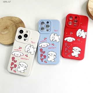 OPPO A7 A5S A12 A9 A5 A31 A3S A12E A53 A33 A15 A15S A16 A16S A93 A76 A36 A96 A57 A77S 2020 2022 Line Puppy เคส