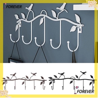 Forever ใหม่ ตะขอแขวนเสื้อโค้ท รูปนก ใบไม้ 5 ตะขอ สีดํา ขาว บรอนซ์ สําหรับแขวนเสื้อโค้ท