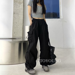 2TOYOUNG Moon กางเกงขายาว คาร์โก้ กางเกง เชือกอเมริกันคลาสิค Cargo pants 2023 NEW 072505 ทันสมัย Trendy Stylish ทันสมัย ES220083 36Z230909