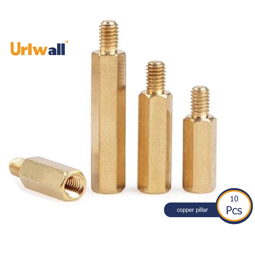 Urlwall 10pcs M2/M2.5/M3/M4 หัวเดียวหกเหลี่ยมฮาร์ดแวร์อุปกรณ์เสริมพิเศษทองแดงคอลัมน์สกรูผสมสลักเกลียวทองเหลืองชายหญิง Hex Nut Spacing สกรูเกลียวเสา Truss