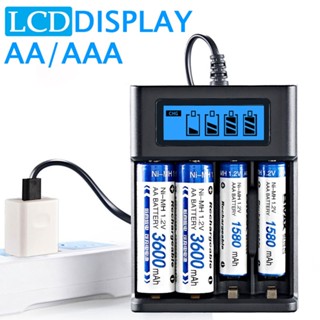 อุปกรณ์ชาร์จแบตเตอรี่ หน้าจอ LCD สําหรับแบตเตอรี่ AA AAA Ni-MH Ni-CD แบบชาร์จไฟได้