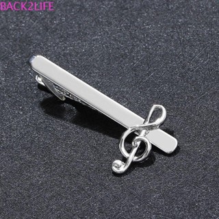Back2life เครื่องประดับผู้ชายแฟชั่นสีเงินเครื่องดนตรี Note Tie Clip Necktie Pin