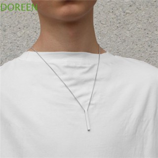 Doreen สร้อยคอโซ่ สเตนเลส ทรงสี่เหลี่ยมผืนผ้า เรียบง่าย สีเงิน สีทอง สไตล์เท่ สีดํา