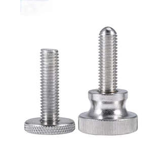 [M6 M8] 304 สแตนเลสขนาดใหญ่หัวแบนกลมมือบิดขั้นตอนสกรูหัวสูง knurled มือบิดสกรูเกลียว