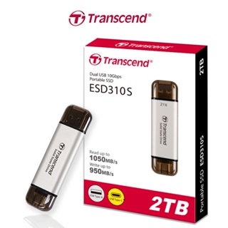 Transcend External SSD smallest 2TB : ESD310S : USB Type A and USB Type C connectors ( FlashDive 2TB &amp; Dual Drive 2 หัว ) : รับประกัน 5ปี - มีใบกำกับภาษี-TS2TESD310S