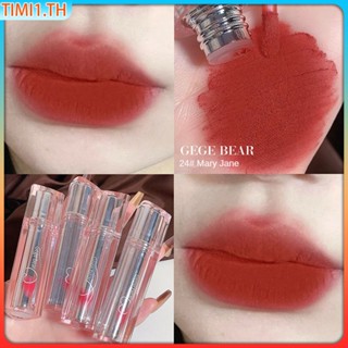 Gogo Bear ลิปกลอส Matte Velvet Mist Lasting Female Student Lipstick ลิปกลอสราคาถูกลิปสติกแบบถ้วยไม่ติด | เวลา1