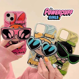 【Powerpuff Girls】เคสโทรศัพท์มือถือ แบบนิ่ม ลายคลื่นเลเซอร์ไล่โทนสี มีป็อบอัพ สําหรับ IPhone 11 12 13 14 Pro MAX X XR XS MAX 14 Plus