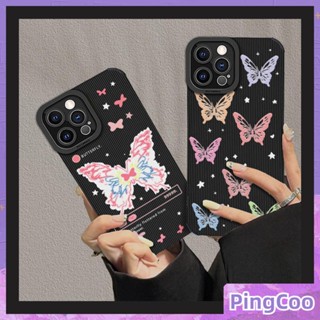 Pingcoo - เข้ากันได้สำหรับ เคส iphone 11 เคสไอโฟน เคสไอโฟน11  Soft กันกระแทกเคสโทรศัพท์วีเนียร์เม็ดแนวตั้งสีดำป้องกันกล้องโรแมนติกที่มีสีสันผีเสื้อเข้ากันได้กับ iPhone 14 13 Pro สูงสุด 12 Pro สูงสุด XS XR สูงสุด 7