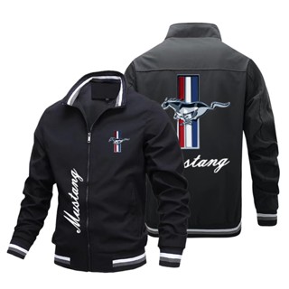 FORD MUSTANG LOGO baseball uniform car shop custom work clothes stand collar large size long-sleeved sweater Aviator Jacket