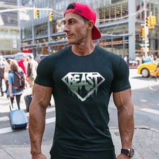 Muscle Sports Superman T-shirt Cotton Short-Sleeved Mens Summer Workout Brothers Running Training Breathable Sweat Absorbing Loose Printing IPXQ