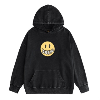 เสื้อกันหนาวลําลอง มีฮู้ด ลาย DREW Smiling Face สไตล์ฮิปฮอป สําหรับผู้ชาย และผู้หญิง