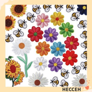 Hecceh แผ่นแพทช์ ปักลายดอกไม้ และผึ้ง หลากสี สําหรับตกแต่งเสื้อผ้า ชุดเดรส กางเกง จํานวน 24 ชิ้น