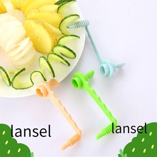 Lansel เครื่องตัดแตงกวา พลาสติก แบบเกลียว แบบพกพา สีฟ้า สีชมพู อุปกรณ์เสริม สําหรับสลัด 5 ชิ้น