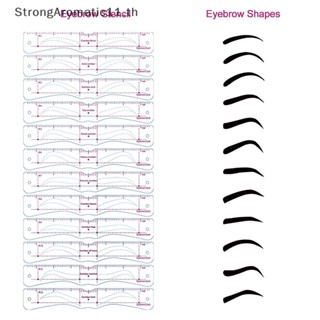 Strongaromatic ชุดการ์ดเขียนคิ้ว ลายฉลุ ใช้ซ้ําได้ 12 ชิ้น