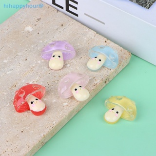 Hihappyhour ใหม่ โบว์เรซิ่น รูปการ์ตูนเห็ด ผัก หลังแบน แฮนด์เมด DIY สําหรับตกแต่งผมเด็ก 5 ชิ้น