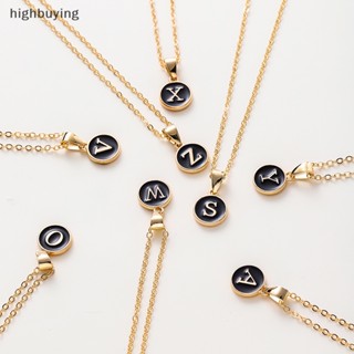 [highbuying] จี้ตัวอักษรภาษาอังกฤษ โลหะ สีดํา ปรับแต่ง จี้ตัวอักษร Initial A-Z สร้อยคอโช้คเกอร์ เครื่องประดับ สําหรับผู้หญิง ผู้ชาย สินค้าใหม่