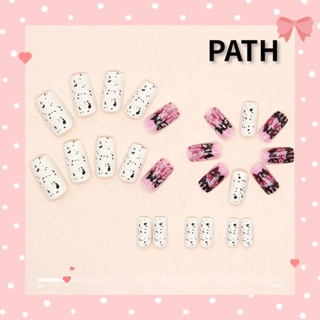 Path เล็บปลอม แบบยาว ถอดออกได้ สีดํา เหมาะกับเทศกาลฮาโลวีน สําหรับผู้หญิง 24 ชิ้น