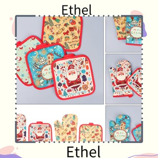 Ethel1 ถุงมือไมโครเวฟ ลายซานตาคลอส กันความร้อน 2 ชิ้น/ชุด