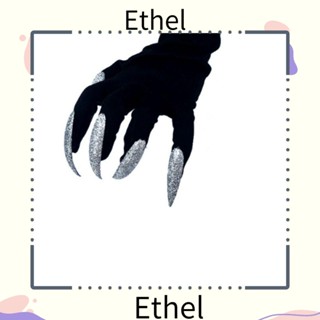 Ethel1 ถุงมือผีฮาโลวีน, ถุงมือเงิน / ดํา, ขายดี DIY คอสเพลย์ของขวัญวันหยุดตกแต่งฮาโลวีน