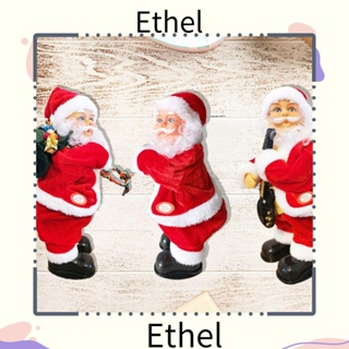 Ethel1 จี้ตุ๊กตาซานตาคลอสไฟฟ้า ของขวัญปีใหม่ สําหรับแขวนตกแต่งประตูบ้าน