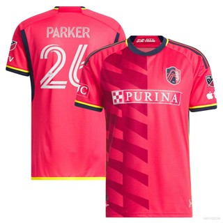 Ani 2023 MLS Tim Parker St Louis City SC Jersey เสื้อยืดลําลอง แขนสั้น พลัสไซซ์ เหมาะกับการเล่นกีฬา