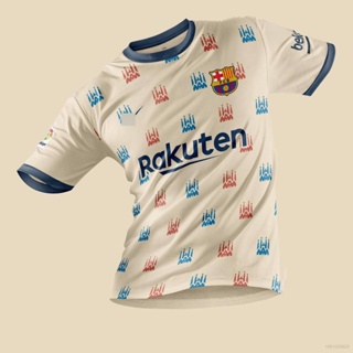 เสื้อกีฬาแขนสั้น ลายทีมชาติฟุตบอล Barcelon Jersey พลัสไซซ์ สไตล์เรโทร