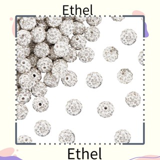 Ethel1 ลูกปัดพลอยเทียม ทรงกลม สีขาว 10 มม. สําหรับสร้อยคอ diy 100 ชิ้น