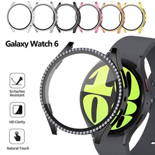 กระจก + ฝาครอบเพชร สําหรับ Samsung Galaxy watch 6 44 มม. อุปกรณ์เสริม Bling PC กรอบกันชน + ตัวป้องกันหน้าจอ Galaxy watch 6 40 มม. เคส