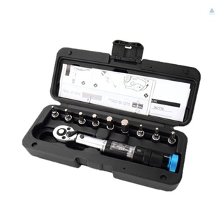 Tmt ชุดประแจแรงบิด 1/4 นิ้ว 2-14Nm ขนาดเล็ก แบบพกพา ปรับได้ พร้อมกล่องเก็บ สําหรับซ่อมแซมรถจักรยาน 11 ชิ้น