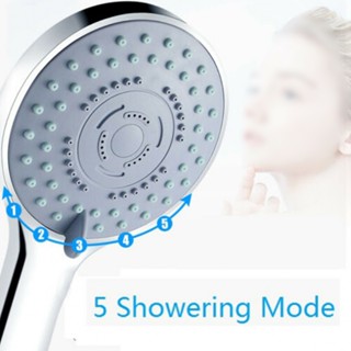 Shower Head 5 Mode Anti-limescale Chrome Increase Pressure Replacement