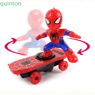 Quinton ของเล่นฟิกเกอร์สกูตเตอร์ไฟฟ้า อัตโนมัติ รูปอนิเมะ Spider Man ของขวัญวันเกิด สําหรับเด็ก