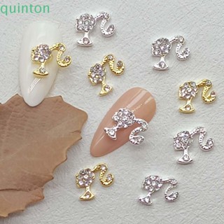 Quinton เครื่องประดับตกแต่งเล็บ รูปหางม้า สีทอง สีเงิน สําหรับตุ๊กตาบาร์บี้ DIY จํานวน 5 ชิ้น ต่อชุด