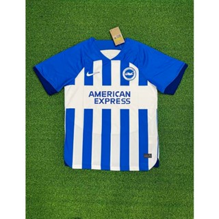 เสื้อกีฬาแขนสั้น พิมพ์ลายทีมชาติฟุตบอล Brighton Stadium 23-24 แบบแห้งเร็ว สําหรับผู้ใหญ่