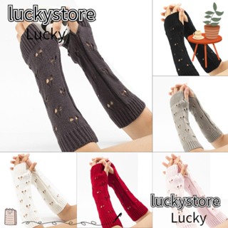 Lucky ถุงมือถัก ถุงมือยาว เปิดนิ้วมือ ลําลอง แฟชั่นฤดูหนาว สําหรับเด็กผู้หญิง