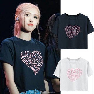 【ขายดี】เสื้อยืดแขนสั้น พิมพ์ลายโลโก้ Blackpink สไตล์ยุโรป และอเมริกา สําหรับผู้หญิง