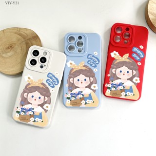 VIVO Y21 Y21S Y21T Y21A Y33S Y33T Y01 Y01A Y15S Y15A Y15C Y50 Y30 Y30i เคสวีโว่ สำหรับ Cartoon Girl เคส เคสโทรศัพท์