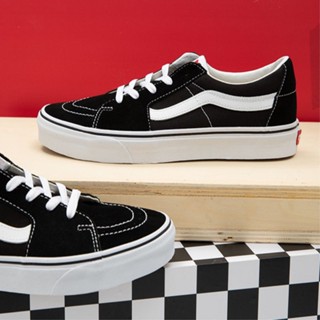 Vans flagship store SK8-Low classic รองเท้ากีฬา รองเท้าสเก็ตบอร์ด สีดํา และสีขาว สไตล์วินเทจ สําหรับผู้ชาย