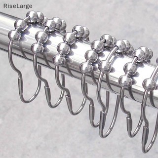 [RiseLarge] ใหม่ ห่วงผ้าม่านอาบน้ํา นิกเกิลขัดเงา 5 ลูกกลิ้ง 12 ชิ้น